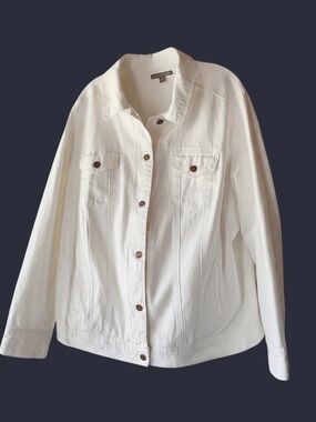 Jessica London Classic White Denim Long Sleeve Cotton Jacket Women 22W
